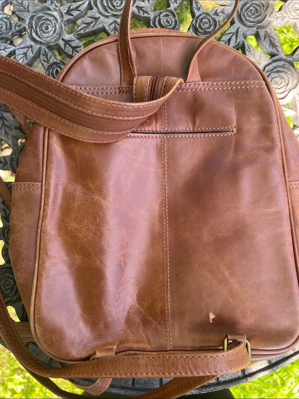 Tommy Bahama Brown Leather Backpack - Picture 8 of 16